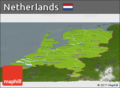 Physical Panoramic Map of Netherlands, darken