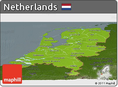 Physical Panoramic Map of Netherlands, darken