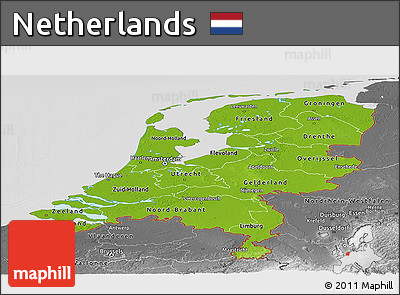 Physical Panoramic Map of Netherlands, desaturated