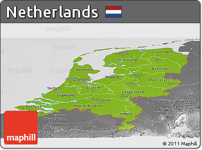 Physical Panoramic Map of Netherlands, desaturated