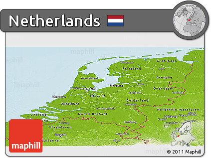 Physical Panoramic Map of Netherlands