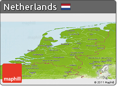 Physical Panoramic Map of Netherlands