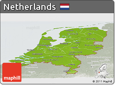 Physical Panoramic Map of Netherlands, lighten, semi-desaturated