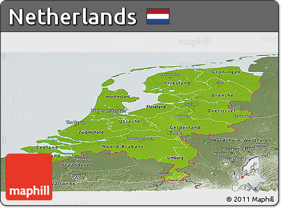 Physical Panoramic Map of Netherlands, semi-desaturated