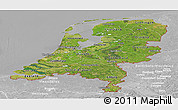 Satellite Panoramic Map of Netherlands, lighten, desaturated