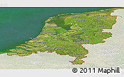 Satellite Panoramic Map of Netherlands, lighten, land only
