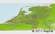 Satellite Panoramic Map of Netherlands, physical outside