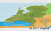 Satellite Panoramic Map of Netherlands, political outside