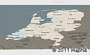 Shaded Relief Panoramic Map of Netherlands, darken