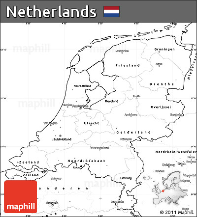 Blank Simple Map of Netherlands