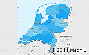 Political Shades Simple Map of Netherlands, single color outside, borders and labels