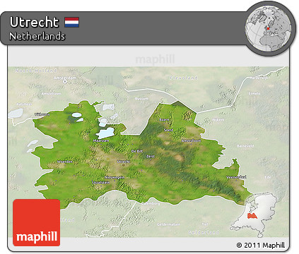 Satellite 3D Map of Utrecht, lighten
