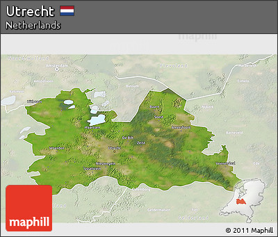 Satellite 3D Map of Utrecht, lighten