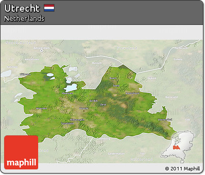Satellite 3D Map of Utrecht, lighten