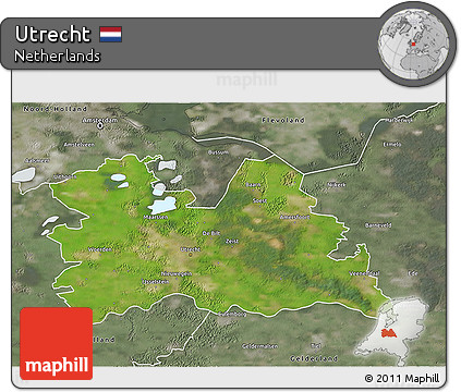 Satellite 3D Map of Utrecht, semi-desaturated