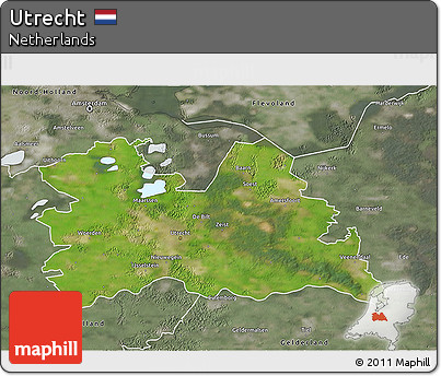 Satellite 3D Map of Utrecht, semi-desaturated
