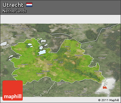 Satellite 3D Map of Utrecht, semi-desaturated