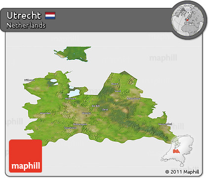 Satellite 3D Map of Utrecht, single color outside