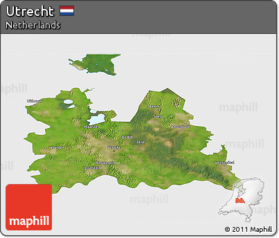Satellite 3D Map of Utrecht, single color outside