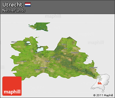 Satellite 3D Map of Utrecht, single color outside