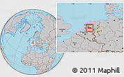 Gray Location Map of Utrecht, within the entire country