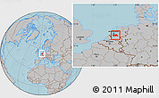 Gray Location Map of Utrecht, hill shading