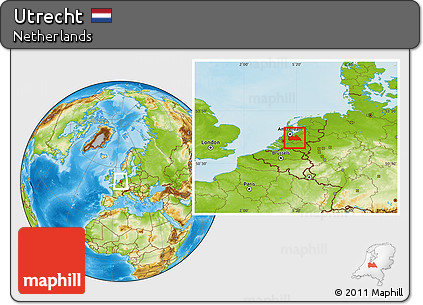 Physical Location Map of Utrecht, within the entire country