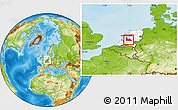 Physical Location Map of Utrecht, highlighted country, within the entire country