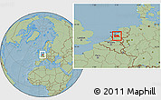 Savanna Style Location Map of Utrecht, hill shading