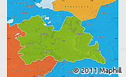Physical Map of Utrecht, political outside