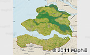 Satellite Map of Zeeland, shaded relief outside