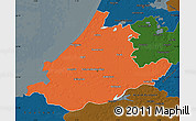 Political Map of Zuid-Holland, darken