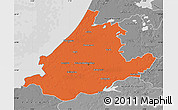 Political Map of Zuid-Holland, desaturated