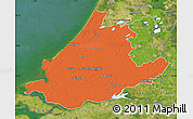 Political Map of Zuid-Holland, satellite outside