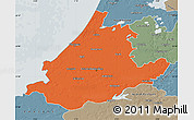 Political Map of Zuid-Holland, semi-desaturated