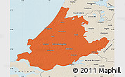 Political Map of Zuid-Holland, shaded relief outside