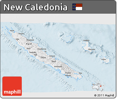 Classic Style 3D Map of New Caledonia, single color outside