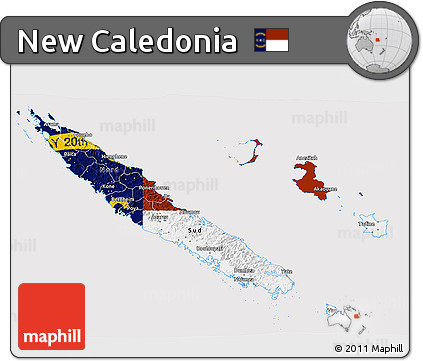 Flag 3D Map of New Caledonia
