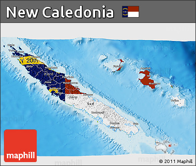 Flag 3D Map of New Caledonia, physical outside
