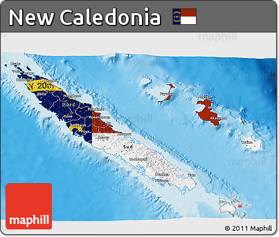 Flag 3D Map of New Caledonia, physical outside