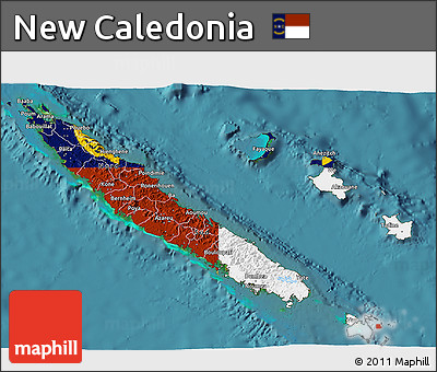 Flag 3D Map of New Caledonia, satellite outside, flag rotated