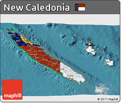 Flag 3D Map of New Caledonia, satellite outside, flag rotated