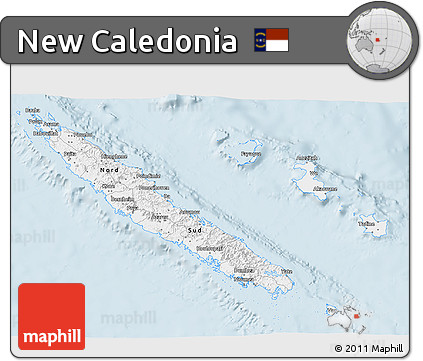 Gray 3D Map of New Caledonia