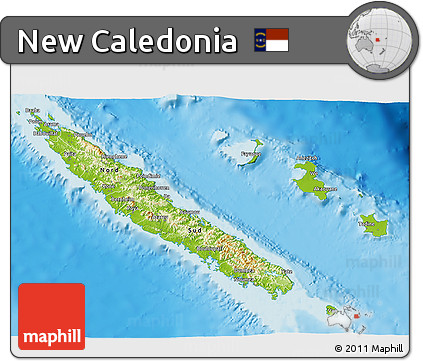 Physical 3D Map of New Caledonia