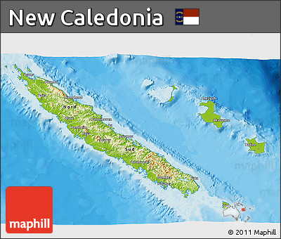 Physical 3D Map of New Caledonia, single color outside, bathymetry sea, shaded relief sea