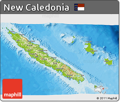 Physical 3D Map of New Caledonia, single color outside, bathymetry sea, shaded relief sea