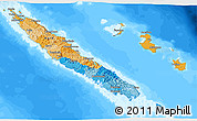 Political 3D Map of New Caledonia, desaturated, land only