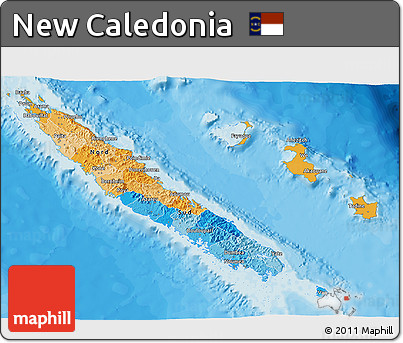 Political 3D Map of New Caledonia, political shades outside