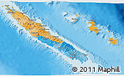 Political 3D Map of New Caledonia, shaded relief outside