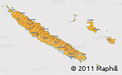 Political Shades 3D Map of New Caledonia, cropped outside